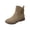 Khaki, variant on Pisexur Women's Ankle Boot Casual Flat Soled Ankle Boots Solid Color Suede Round Toe Boots for Women with Classic Side Zip and Buckle Strap Brown