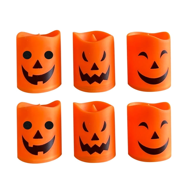 Halloween Without Flame Candles LED Battery Pillar Candles Like Autumn Halloween Holiday Party Decorative Set