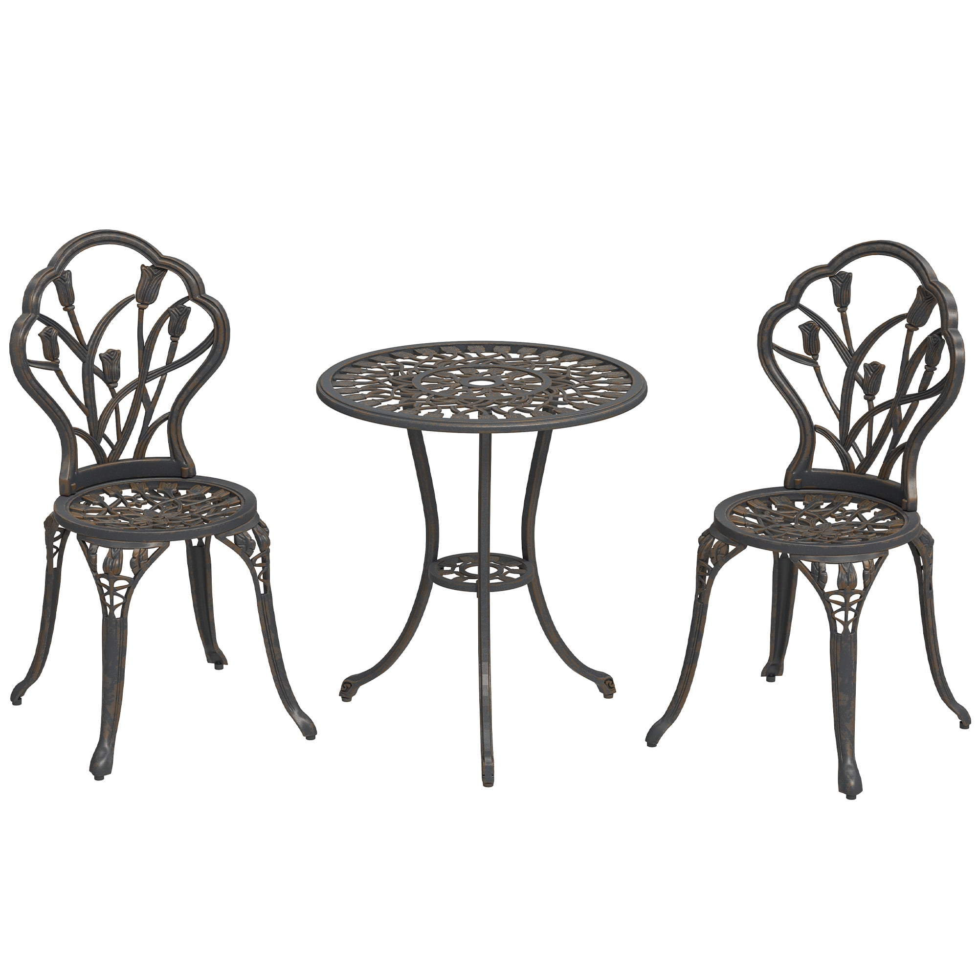 Outsunny Ensemble Bistro de Patio 3 Pcs pour Balcon, Bronze
