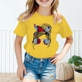 thumbnail image 2 of LUOGENLI T-Shirt pour Filles Enfant Filles Mignon Imprimé Graphique Col Rond Manche Courte Tee Été Décontracté T-Shirt Maxi Hauts Ensemble Été Jaune 3-4 Ans, 2 of 5