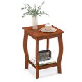 thumbnail image 1 of Gymax Table d'Appoint Carrée à 2 Niveaux, Table de Chevet Étroite avec Étagère de Rangement et Pieds en Bois, 1 of 9