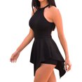 thumbnail image 2 of zanvin Rompers Women O-Neck Zippe Solid Irregular Sleeveless Jumpsuit Shorts Romper Bodysuit, 2 of 6