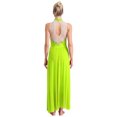 thumbnail image 2 of iefiel Robe de Danse Lyrique pour Femmes Sans Manches avec Strass Scintillants Fendue Robe Maxi Tenue de Danse de Salon Vert Fluorescent m, 2 of 5