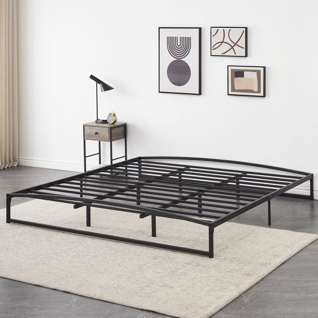 Yiwa Heavy Duty 6/10 Inch Low Profile Metal Bed Frame, Platform Foundation with Steel Slats, No Box Spring Needed