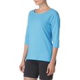 thumbnail image 3 of Hanes T-Shirt Raglan en Coton Extensible pour Femmes, TG, Turquoise Volant, 3 of 5