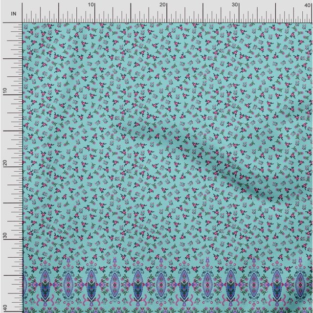 Soimoi Polyester Crepe Fabric Floral & Leaves Panel Print Fabric by The Yard 52 Inch Wide