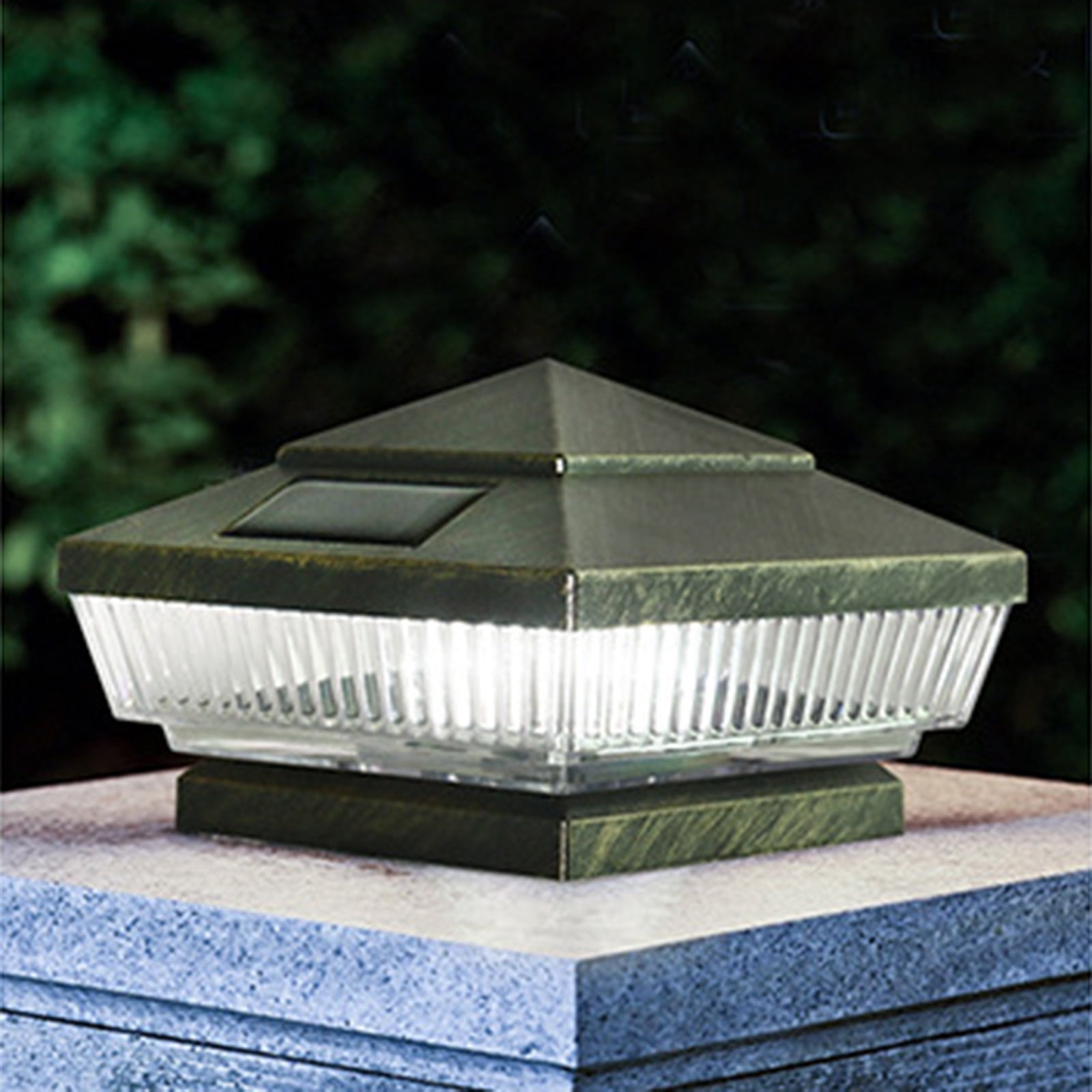 Suncoda Soap Lamp, Solar Post Lights Outdoor Fence Cap Light for Posts Patio Garden Decoration White Lighting Black，Lighting Solar Outdoor Post Cap Lights Light for Fence
