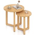 thumbnail image 1 of Costway Round Nesting Coffee Table Set of 2 with Thickened Top & Solid Rubber Wood Legs Natural, 1 of 10
