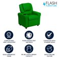 thumbnail image 4 of Contemporary Green Vinyl Kids Recliner with Cup Holder and Headrest, 4 of 9