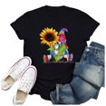 thumbnail image 4 of Pompotops Womens Sunflower Printed Short Sleeve Tops Blouse T-Shirt, 4 of 5