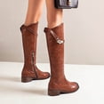 thumbnail image 4 of LSLJS Handsome Belt Buckle Rider Mid Heeled Fleece Mid High Women, 4 of 6