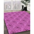 thumbnail image 3 of Ahgly Company Tapis de Zone Rond d'Intérieur Lavable à la Machine, Transitionnel, Rose Néon Vif Violet, 4 Pieds Rond, 3 of 7