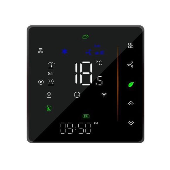 Amdohai Two Pipe Wifi Voice Intelligent Room Thermostat Digital Programmable Temperature Controller for Air Conditioner (BAC-006- AW, Black)