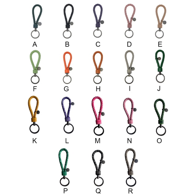 Leather Braided Woven Rope Keychain Lovely DIY Bag Hanging Pendant Exquisite Key Chain Car Keyring Holder Metal Jewelry for Men Bicolor Green