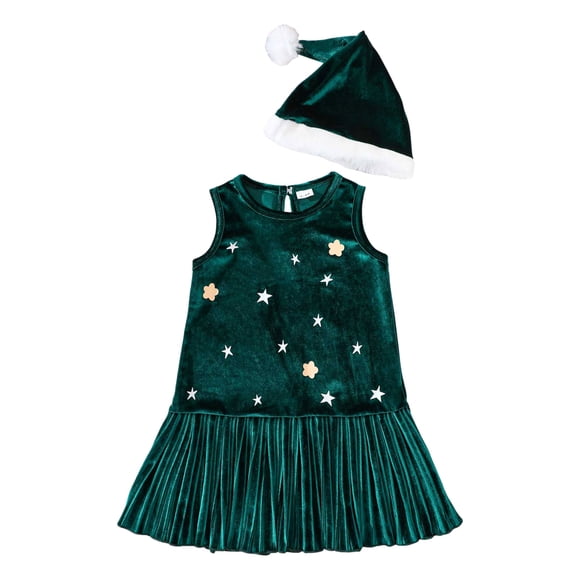 Ketyyh-chn99 Toddler Baby Girls Christmas Dress Girls And Toddlers'Sleeveless Red Christmas Star Prints Summer Casual Dresses For Home Party Beach Size for 3-4 Years,Dark Green