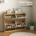 thumbnail image 4 of HOMCOM Narrow Shoe Cabinet with 4 Flip Drawers for Entryway Hallway Oak, 4 of 10