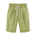 thumbnail image 4 of AherBiu Plus Size Shorts for Women Drawstring High Waisted Straight Leg Summer Casual Lounge Shorts with Pockets, 4 of 4
