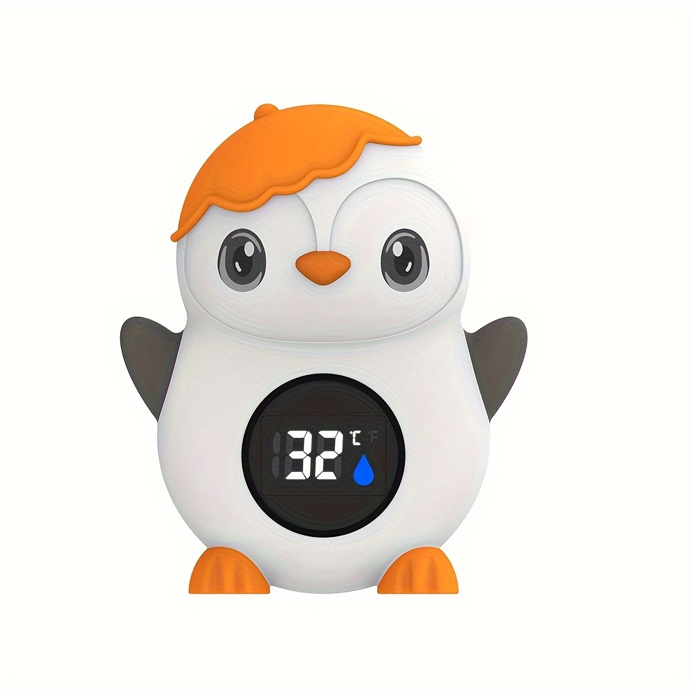 SNNROO LED Display Celsius Fahrenheit Cartoon Penguin Thermometer  Water Temperature Thermometer  Room Thermometer With Button Battery And Screwdriver  Christmas Birthday Gift