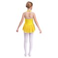 thumbnail image 2 of Oyolan Robe de Patinage Artistique pour Filles, Sans Manches, à Strass et Fleurs, avec Paillettes, Empiècement en Maille, Robe de Ballet et de Patinage à Roulettes, Jaune, 16, 2 of 7