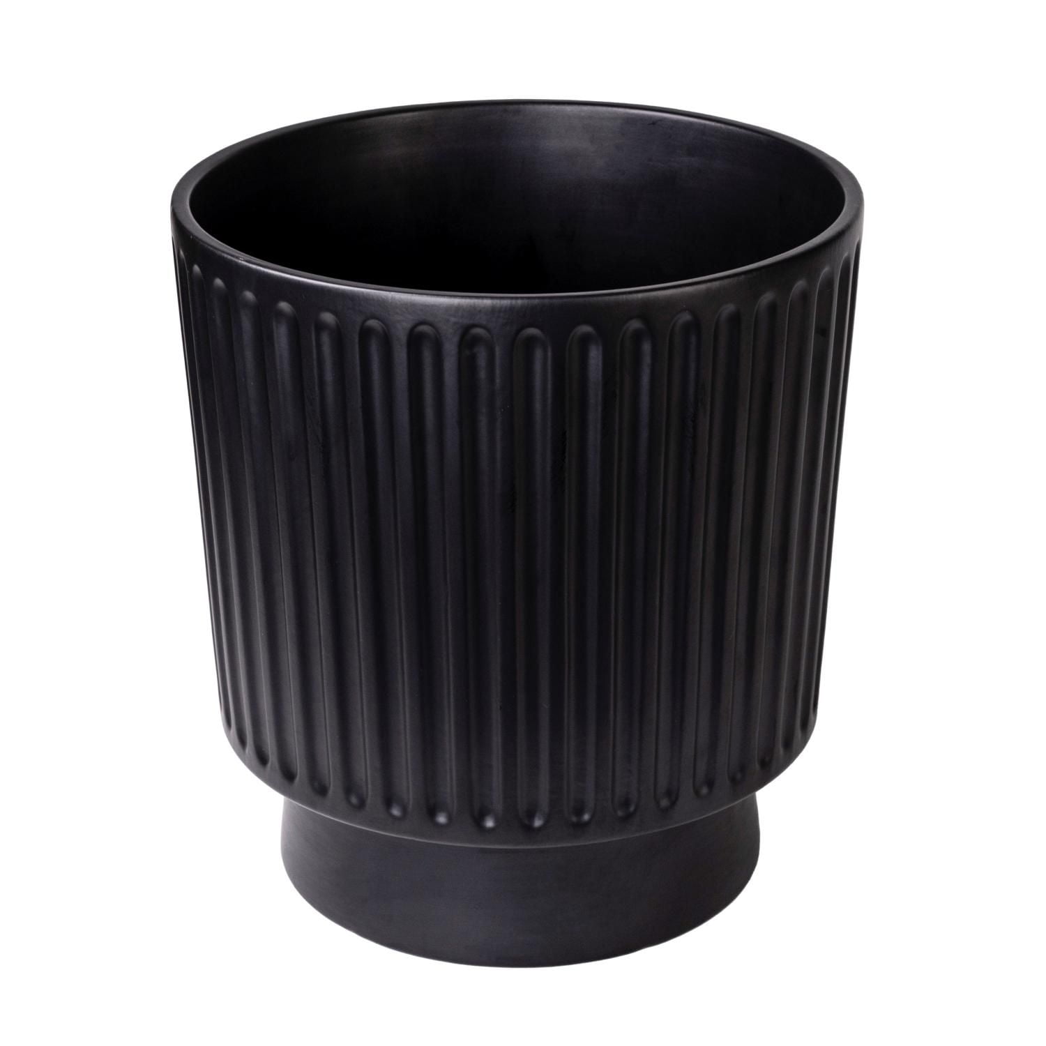 Hometrends Céramique Pot à rayures de 25,4 cm-Noir