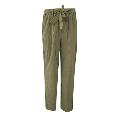 Cameland Women's Cotton Linen Pants Drawstring Elastic Waist High Rise Wide Leg Pants Casual Loose Straight Trousers with Pockets