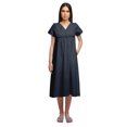 thumbnail image 2 of Moomaya Solid Short Sleeve Nightdress For Ladies Button Placket Nightwear, 2 of 6