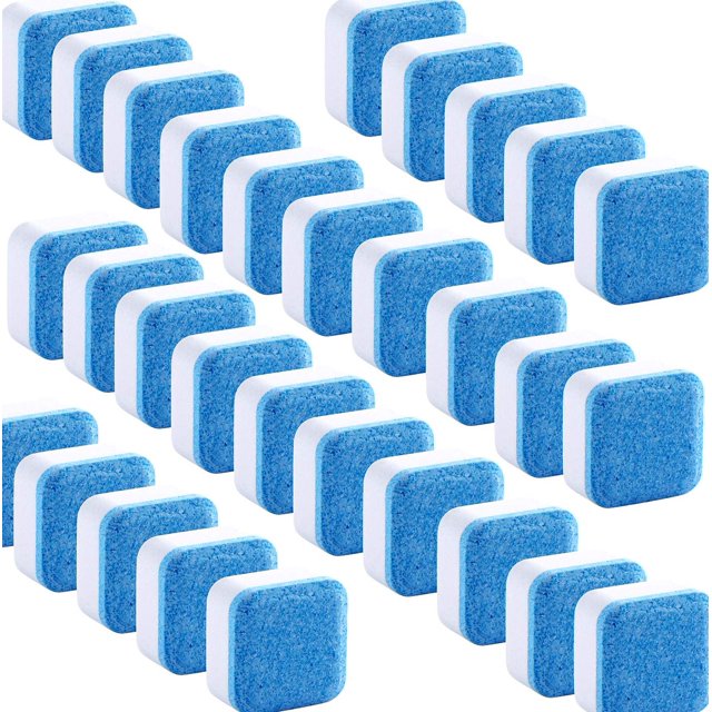 30 Pcs Solid Washing Machine Cleaner, Triple Decontamination Effervescent Cleaning Tablets Detergent Cleaner Washer Cleaner,Deep Cleaning Remover for Bath Kitchen Room