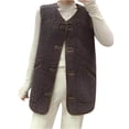 thumbnail image 2 of Qertyioot Gilet Mode pour Femmes Manteau d'Hiver Sans Manches en Molleton Chaud à Boutons Veste Unie, 2 of 4