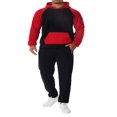 thumbnail image 2 of Men‘s Fitness Sports Pants Set Contrast Color Patchwork Drawstring Hooded Large Pocket Sweater + High Stretch Pants, 2 of 9