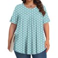 thumbnail image 2 of Plebaso Hauts pour Femmes Grande Taille Manches Courtes Blouses Plissées Décontractées Col Rond Été Tuniques Amples, 2 of 6
