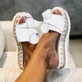thumbnail image 2 of Kcodviy Breathable Toe Women's Summer Memory Foam Sandals Women Weave Flat Beach Shoes Rhinestone Sandals for Women Open Slip on Sandals Womens Platform Sandals Bow Women's Sandals, 2 of 5