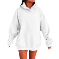 thumbnail image 1 of Chandails à Capuchon pour Femmes, Couleur Unie, Chandail à Capuchon de Base d'Automne avec Poche avant, Extensible, Coupe Confortable, Chandail Molletonné à Enfiler, Chandail Ras du Cou pour Femmes, Blanc, TTTTG, 1 of 5