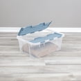 thumbnail image 3 of Sterilite 38 L Hinged Lid Storage Box, Clear Plastic Storage Bin with Flip Open Lid- Light Blue, 3 of 8
