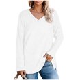 thumbnail image 2 of Yuyuzo Womens Sweatshirts Tops V Neck Long Sleeve Straight Line Pullover Fall Casual Sweatshirt Solid Color, 2 of 7