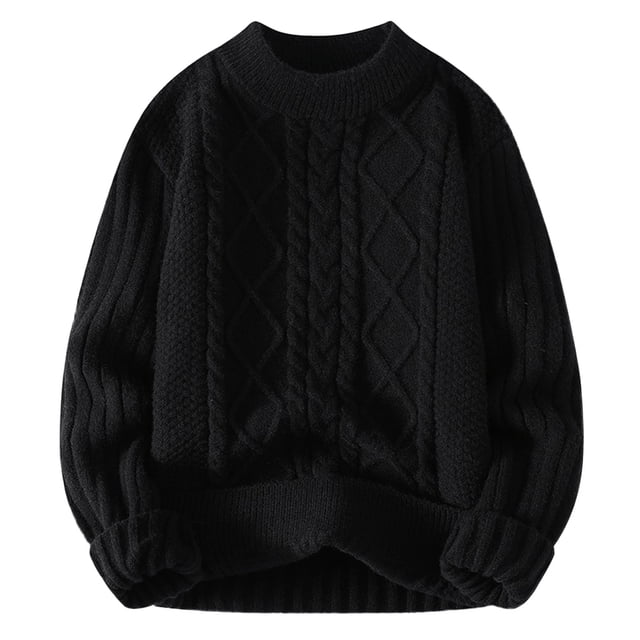 Ketyyh-chn99 Cardigans pour Hommes à Manches Longues avec Capuche Mode pour Hommes Décontracté Couleur Unie Simple Chandail à Col Rond Chandail Noir, TG
