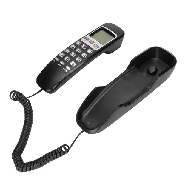 Téléphone Filaire, Fonction Clignotante Filaire pour Téléphone Fixe, Écran LCD Portable avec Affichage du Calendrier pour Bureau et Maison en Couleur Noire. le Téléphone Présente un Pavé Numérique, un Écran LCD pour la Fonctionnalité Calendrier, et une Conception Compacte et Légère. Comprend une base Téléphonique, un Combiné, un Câble Téléphonique et un Câble de Combiné.