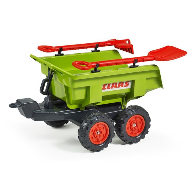 Falk FA940CH Claas Remorque-Benne Maxi à Essieux Jumeaux avec Pelle et Râteau, Vert