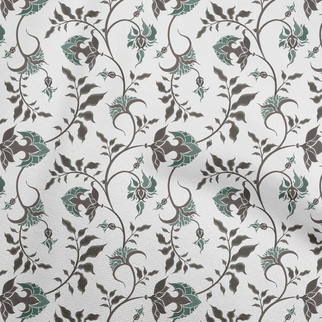 oneOone Coton Jersey Turquoise Vert Tissu Jacobée Floral Robe Tissu Tissu Imprimé par la Cour 58 Pouces de Large