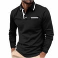 thumbnail image 2 of QIPOPIQ Polo pour Homme à Manches Longues Mode Col à Rayures Diagonales T-Shirt Classique Décontracté Liquidation, 2 of 10