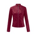 thumbnail image 5 of CEHVOM Women Ladies Lapel Motor Jacket Coat Zip Biker Short Punk Cropped Tops Clearance, 5 of 5