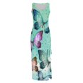thumbnail image 5 of QIPOPIQ Women's High Split Sleeveless Square Neck Gradient Bodycon Long Tank Dress Thigh Drawstring Split Midi Dress, 5 of 5