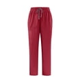 thumbnail image 1 of Pantalon d'Uniforme pour Femmes, Jambe Droite, Taille Haute, Classique Moderne, Pantalon Médical, Taille Élastique, pour Infirmière, Rouge, P, 1 of 7