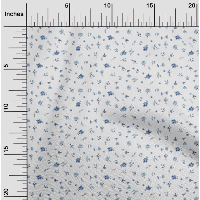 oneOone Tissu Polyester Lycra Feuilles & Fleurs Imprimé 1 Yard 56 Pouces de Large