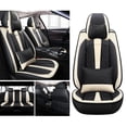 thumbnail image 2 of Maidao Car Seat Covers Full Set Leather for Lexus for SC 2019-Present 5 Seats Water Resistant Front Rear Cushion Protector with Pillow Black and Beige, 2 of 9