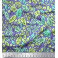 thumbnail image 1 of Soimoi Blue polyester Crepe Fabric Artistic Leaf & Floral Printed Fabric 1 Yard 42 Inch Wide, 1 of 5