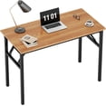 thumbnail image 4 of Folding Computer Desk Foldable Work Desk Table Writing Desk Folding Home Office Desk  No  to Assemble  Teak&, 4 of 6