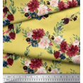 thumbnail image 2 of Soimoi Yellow Cotton Poplin Fabric Ranunculus & Penoy Floral Print Fabric Prints By the Yard 42 Inch Wide, 2 of 3