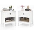 thumbnail image 1 of Gymax 2PCS 2-tier End Table w/Drawer Open Storage Shelf 2 Tiers Nightstand Bedroom, 1 of 10