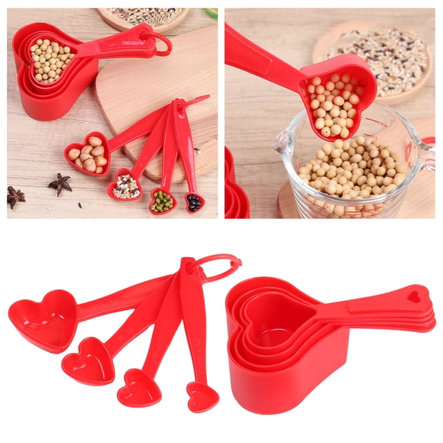 Measuring Tools for Kitchen Hearts 8-Piece Set for Liquid and Dry Measuring Cups and Spoons Novel Decorative Heart Shape 4PCS