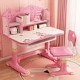 thumbnail image 2 of Bureau d'Étude pour Enfants à Thème Château / Hauteur Réglable et Tiroir de Rangement / Station d'Apprentissage Rose, 2 of 8